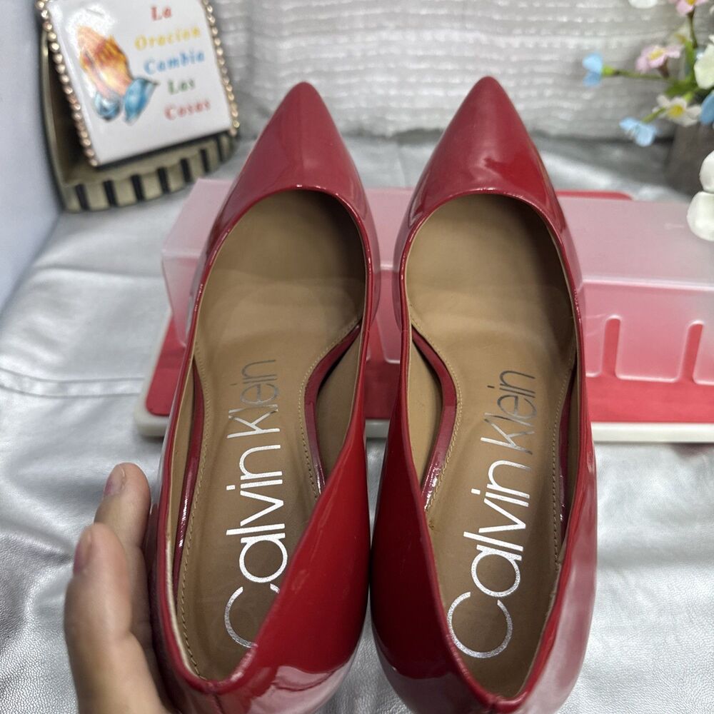 (O)Calvin Klein Red Patent Leather Gayle Women's Pump,Sz 8 M - Picture 5 of 16